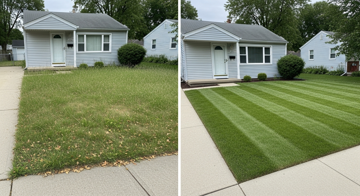 Before and after lawn