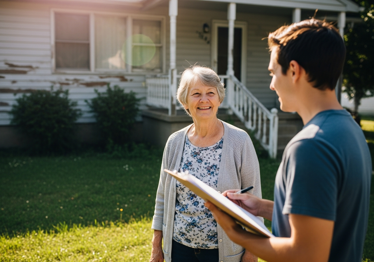 Volunteer talking with a neighbor